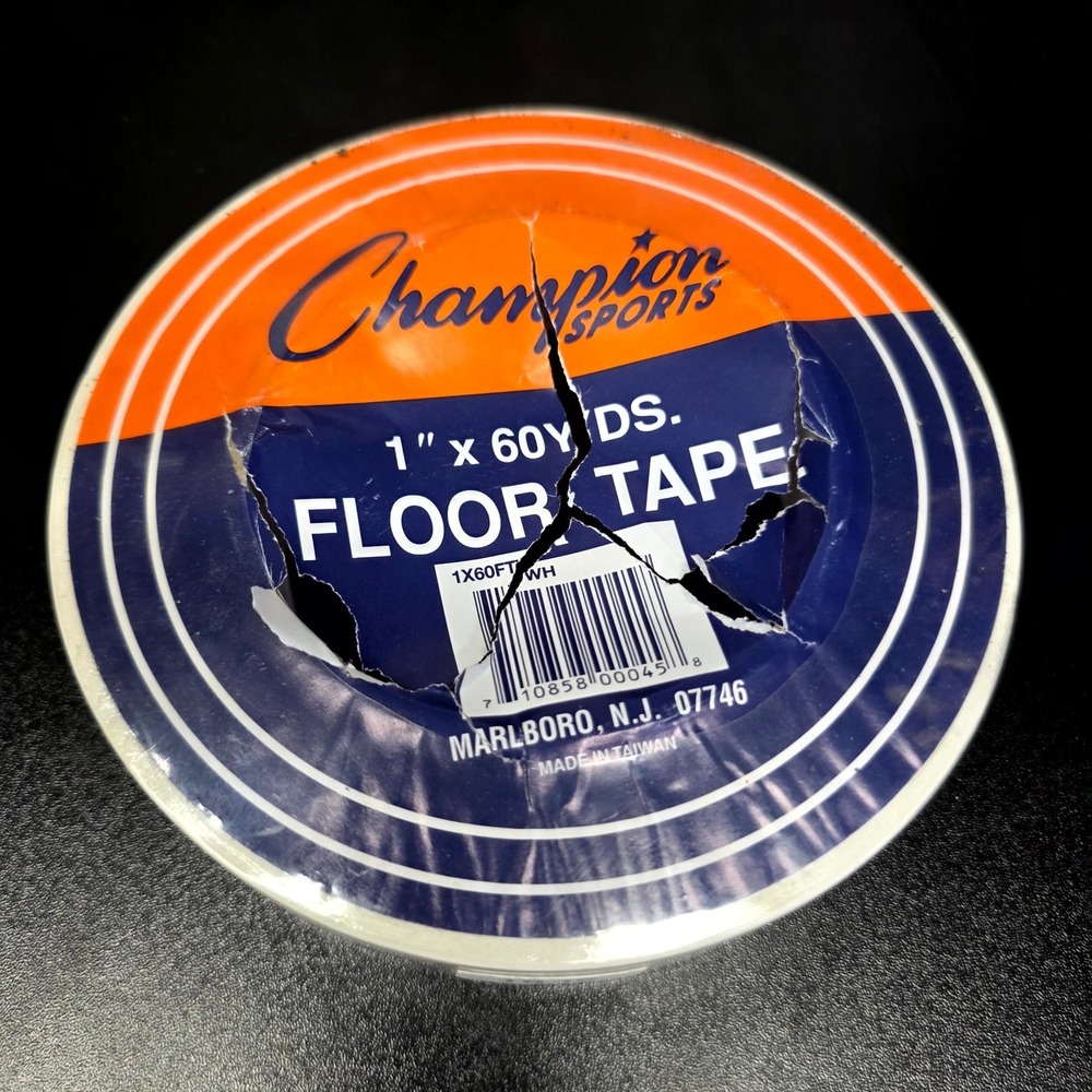 Champion Sports Floor Tape Unisex 1" x 60 Yards White Vinyl Gym Court Marking
